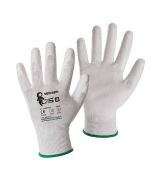 rukavice BRITA WHITE, s PU dlaňou a úpletom, veľkosť 9