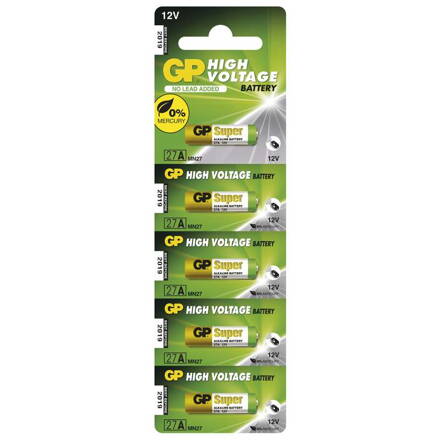 batérie GP alkalická, špeciálna, GP 27A, blister 5 ks, kapacita 20 mAh, 12V