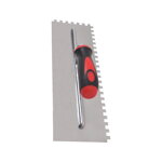 TOPTRADE hladítko nerezové, s pogumovanou rukoväťou, zub 8 mm, 360 x 120 mm, profi