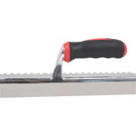 TOPTRADE hladítko nerezové, s pogumovanou rukoväťou, zub 8 mm, 360 x 120 mm, profi